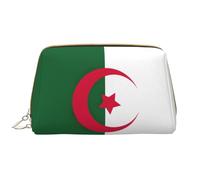Grande trousse de maquillage en cuir avec fermeture éclair Motif drapeau de l'Algérie, blanc, Taille unique