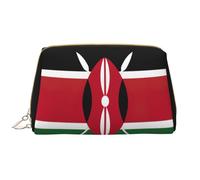 Grande trousse de maquillage en cuir avec fermeture éclair Motif drapeau du Kenya, blanc, Taille unique