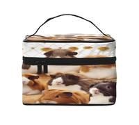 Grande trousse de maquillage imperméable avec 4 sangles élastiques et compartiments, tissu sergé de qualité supérieure pour voyage et salle de sport, motif cochons d'Inde., Noir , Taille unique