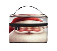 Grande trousse de maquillage imperméable avec imprimé Père Noël pour voyage et salle de sport, organiseur de maquillage avec 4 sangles élastiques et compartiments, tissu sergé de qualité supérieure
