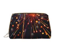 Grande trousse de maquillage imprimée Fireworks at Night pour femme et maman, grande trousse de maquillage de voyage en cuir PVC, cadeau mignon, trousse de toilette avec fermeture éclair, blanc,
