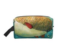 Grande trousse de maquillage imprimée gros poissons, trousse de toilette étanche pour femmes, mamans, filles, blanc, Taille unique, Trousse de toilette