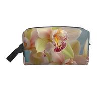 Grande trousse de maquillage imprimée orchidées, trousse de toilette étanche pour femmes, mamans, filles, blanc, Taille unique, Trousse de toilette