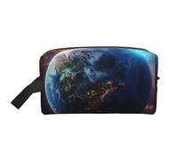 Grande trousse de maquillage imprimée planète spatiale Terre - Trousse de toilette étanche pour femmes, mamans et filles, blanc, Taille unique, Trousse de toilette