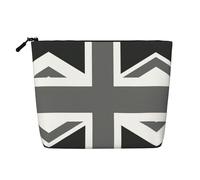 Grande trousse de maquillage portable avec drapeau national du Royaume-Uni - Faux chanvre - Résistante à l'eau - Trousse de toilette de voyage