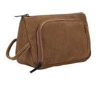 Grande trousse de maquillage portable de grande capacité, grande applicabilité, doublure exquise, pochette de maquillage portable pour le camping, marron