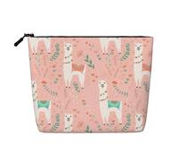 Grande trousse de maquillage portable en forme de cactus rose camel - Faux chanvre - Résistante à l'eau - Trousse de toilette de voyage