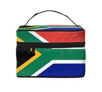 Grande trousse de maquillage pour femme avec drapeau de l'Afrique du Sud - Portable - 22,9 x 16,5 x 15,7 cm - Grand sac de rangement pour filles