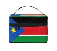 Grande trousse de maquillage pour femme Drapeau du Soudan du Sud Grande capacité Sac de maquillage de voyage (22,9 x 16,5 x 15,7 cm) Grande trousse de maquillage Sac de rangement