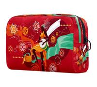 Grande trousse de maquillage pour femme jouant du djembé ou de la musique africaine pour femme, trousse de toilette de voyage, grande pochette de maquillage pratique avec fermeture éclair,