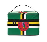 Grande trousse de maquillage pour femme, motif drapeau du Commonwealth de la Dominique, sac de maquillage de voyage portable, (22,9 x 16,5 x 15,7 cm), grande trousse de maquillage pour filles