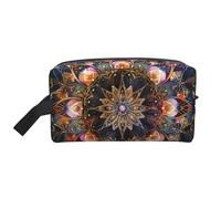 Grande trousse de maquillage rectangulaire avec imprimé mandala - Étanche - Pour femmes, mamans, filles, blanc, Taille unique, Trousse de toilette