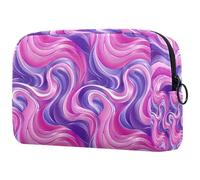 Grande trousse de maquillage sans couture avec imprimé tourbillon rose avec fermeture éclair pour femme, multicolore, 18.5x7.5x13cm/7.3x3x5.1in, Art Déco