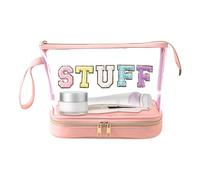 Grande trousse de maquillage transparente - Grande trousse de maquillage transparente - Grande capacité - Sac organisateur de maquillage | Sac étanche à l'eau, rose, Consulte la descripción, Voir