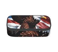 Grande trousse de rangement Aigle avec drapeau des États-Unis pour adolescent, papeterie, école, université, affaires, voyage
