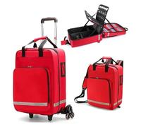 Grande Trousse de Secours Portative sur Roulettes avec Chariot Détachable - Valise Médicale Roulante Multicompartiments pour Premiers Intervenants, Camping et Randonnée