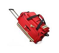 Grande Trousse de Secours sur Roulettes - Caisse à Pharmacie Portable pour Urgences, Maison & Professionnel, Compartiments Modulables, Bandes Réfléchissantes (Vide, Rouge/Bleu)