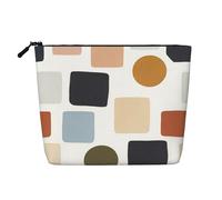 Grande trousse de toilette avec imprimé triangle pixel pour les essentiels de voyage et cadeaux d'anniversaire, Couleur Morandi., One Size