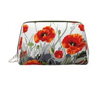 Grande trousse de toilette de voyage à fermeture éclair avec imprimé de fleurs rouges dansantes pour la maison et les voyages