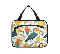 Grande trousse de toilette de voyage à suspendre de style tropical vert avec crochet, trousse de maquillage matelassée multifonctionnelle pour papa, hôtel, Bolsa de maquillaje para Mujer, Calao vert
