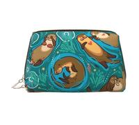Grande trousse de toilette de voyage avec fermeture éclair imprimée Loutres amoureuses pour la maison et les voyages