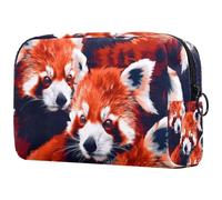 Grande trousse de toilette de voyage avec fermeture éclair Motif pandas rouges, multicolore, 18.5x7.5x13cm/7.3x3x5.1in, Trousse de toilette
