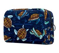 Grande trousse de toilette de voyage avec fermeture éclair Motif tortues nagent sur la mer, multicolore, 18.5x7.5x13cm/7.3x3x5.1in, Trousse de toilette