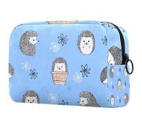 Grande trousse de toilette de voyage avec motif de hérisson et fleurs pour femme - Avec fermeture éclair, multicolore, 18.5x7.5x13cm/7.3x3x5.1in, Trousse de toilette