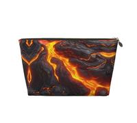 Grande trousse de toilette de voyage en cuir doré - Poche réutilisable avec fermeture éclair Motif magma volcanique, doré, Taille unique