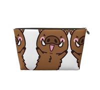 Grande trousse de toilette de voyage en cuir doré - Réutilisable avec motif sanglier sautant imprimé animation portable cosmétique organisateur de maquillage pochette avec fermeture éclair, doré