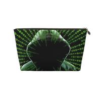 Grande trousse de toilette de voyage en cuir doré - Réutilisable - Imprimé attaque de hacker - Pochette de maquillage portable avec fermeture éclair, doré, Taille unique