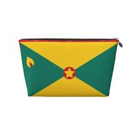 Grande trousse de toilette de voyage en cuir doré - Réutilisable - Imprimé drapeau de la Grenade - Pochette de maquillage portable avec fermeture éclair, doré, Taille unique