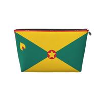 Grande trousse de toilette de voyage en cuir doré - Réutilisable - Imprimé drapeau de la Grenade - Pochette de maquillage portable avec fermeture éclair, Argenté., Taille unique