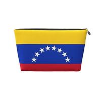 Grande trousse de toilette de voyage en cuir doré - Réutilisable - Imprimé drapeau du Venezuela - Portable - Organisateur de maquillage avec fermeture éclair, Argenté., Taille unique