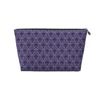 Grande trousse de toilette de voyage en cuir doré - Réutilisable - Imprimé manoir hanté - Portable - Organisateur de maquillage avec fermeture éclair, Argenté., Taille unique