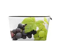 Grande trousse de toilette de voyage en cuir doré - Réutilisable - Imprimé raisins violets et verts - Pochette de rangement portable avec fermeture éclair, doré, Taille unique