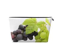 Grande trousse de toilette de voyage en cuir doré - Réutilisable - Imprimé raisins violets et verts - Pochette de rangement portable avec fermeture éclair, Argenté., Taille unique