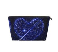 Grande trousse de toilette de voyage en cuir doré - Réutilisable - Motif étoile filante - Cœur - Portable - Organisateur de maquillage avec fermeture éclair, doré, Taille unique