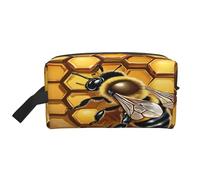 Grande trousse de toilette de voyage imprimée abeille - Tissu Oxford 600D, rembourrage en mousse, organiseur de gym et de week-end