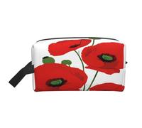 Grande trousse de toilette de voyage imprimée (fleurs de coquelicot) - Tissu Oxford 600D, rembourrage en mousse, organiseur de gym et de week-end