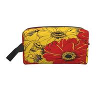 Grande trousse de toilette de voyage imprimée (jolies fleurs de coquelicot) - Tissu Oxford 600D, rembourrage en mousse, organisateur de voyage de gym et week-end