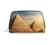 Grande trousse de toilette de voyage imprimée pyramide égyptienne dans le désert avec fermeture éclair pour la maison et les voyages
