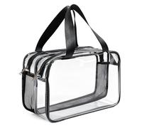 Grande trousse de toilette de voyage transparente en PVC imperméable avec poignée renforcée pour la maison et les voyages (32 x 16 x 21 cm, 220 g)