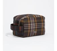 Grande trousse de toilette double cirée tartan chocolat vert UN