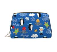 Grande trousse de toilette polyvalente avec fermeture éclair sécurisée et imprimé tortue pingouin pour femme, doré, One Size