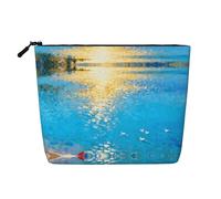 Grande trousse de toilette scintillante avec impression surface de lac pour les essentiels de voyage et cadeaux d'anniversaire, Surface du lac scintillant, One Size