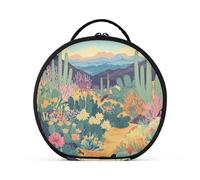 Grande trousse de toilette verticale sur pied avec séparateurs réglables Motif désert avec cactus fleurs 27,9 cm