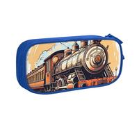 Grande trousse de transport avec locomotive à vapeur pour garçons et filles - Grand sac à stylos - Organiseur de papeterie pour l'école et le bureau - Trousse de maquillage zippée, rose, 21x5x10.5cm