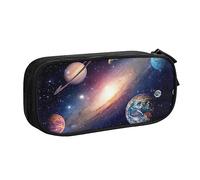 Grande trousse en polyester pour ranger vos stylos, crayons - Trousse à crayons pour adultes - Pour l'école, le bureau, la galaxie, Noir , Taille unique, Trousse de maquillage