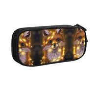 Grande trousse en polyester pour ranger vos stylos, crayons - Trousse pour adultes - Pour l'école, le bureau - Renard mignon, Noir , Taille unique, Trousse de maquillage